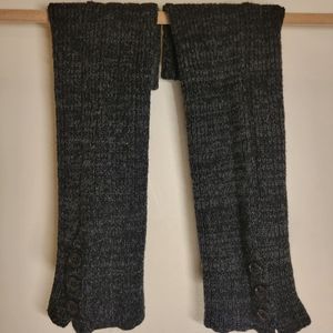 Wool Knee High Leg Warmers Black-Gray